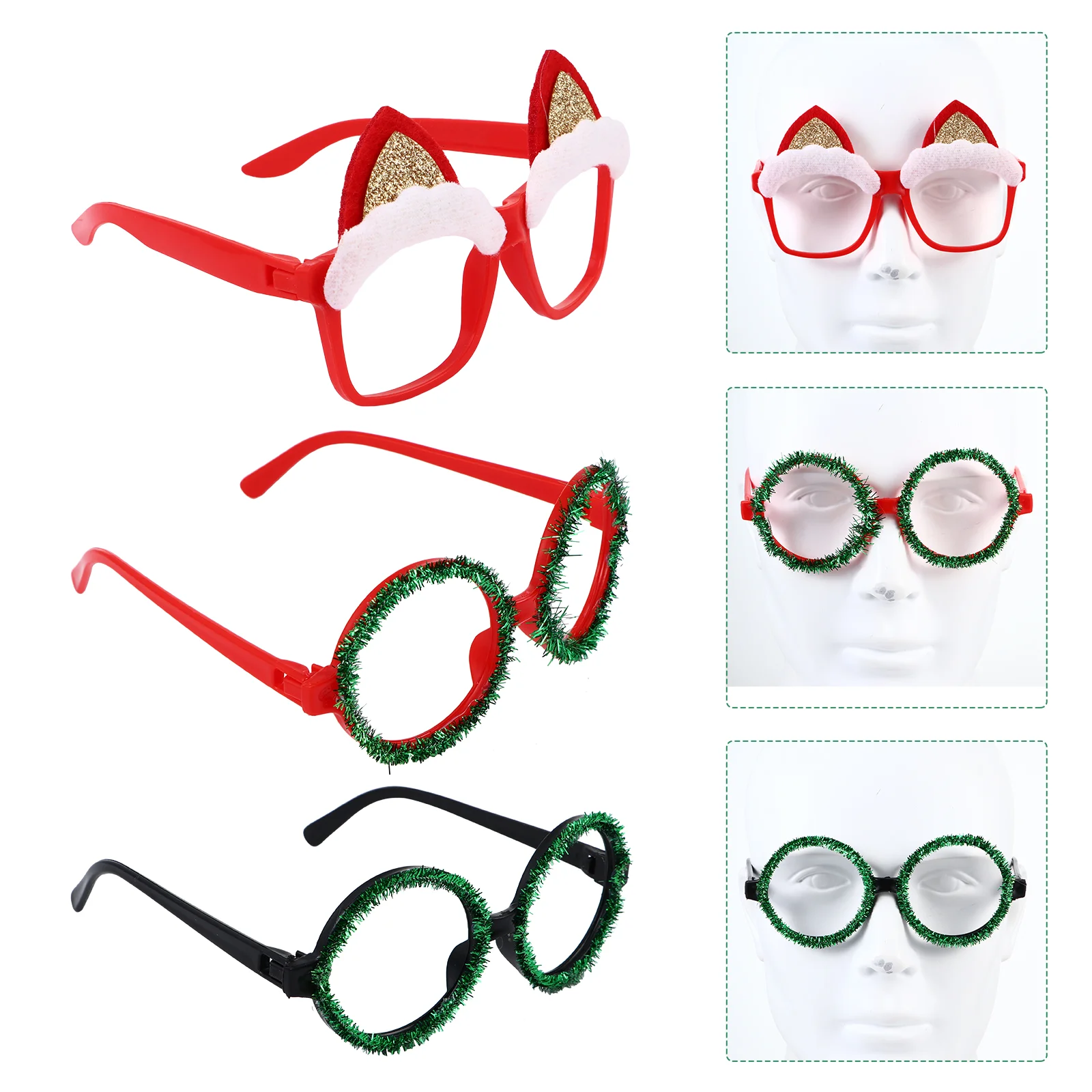 

3Pcs Christmas Costume Eye-glasses Party Home Celebration Photo Props