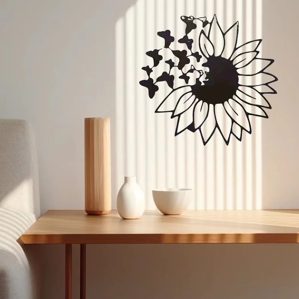 Элегантный Настенный декор в виде бабочки и подсолнуха 1 шт.-металлический