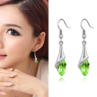 natural apple green hand carved water drop earrings fashion boutique jewelry mens and womens crystal earrings gift wholesale