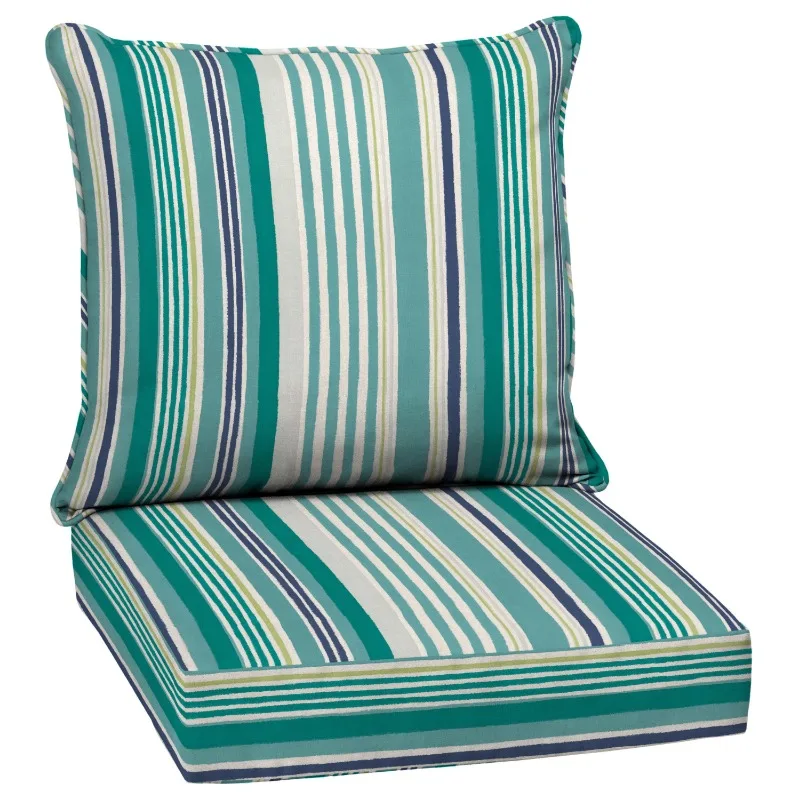 

Outdoor Deep Seating Cushion Set 24 x 24, Teal Cobalt Stripe