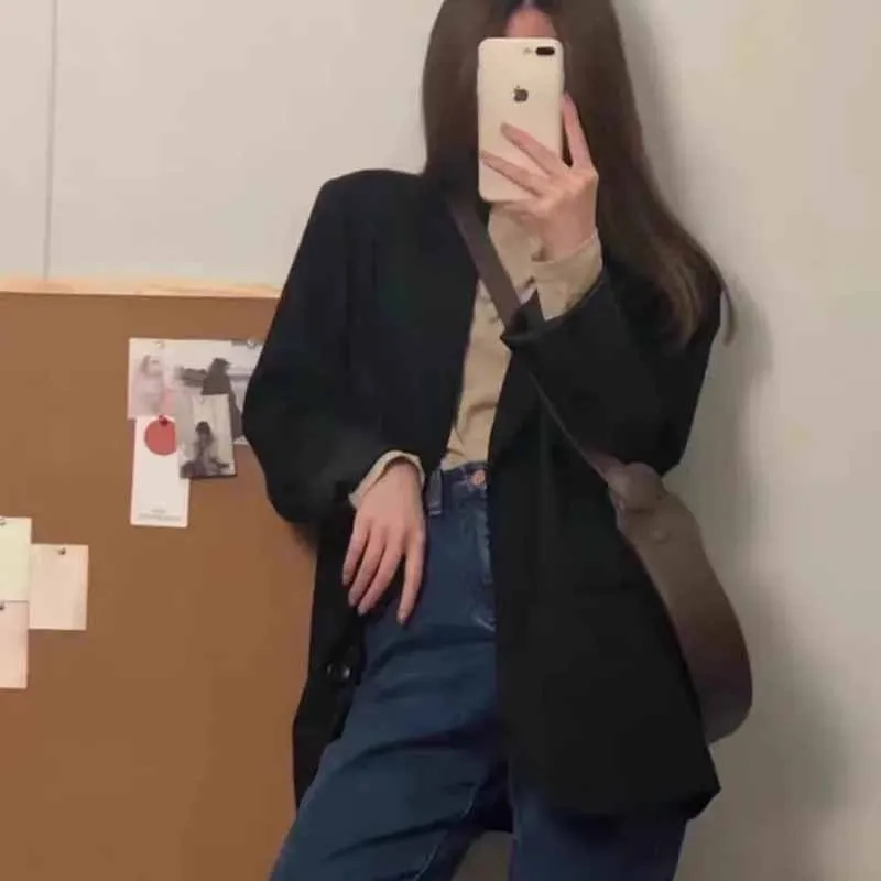 Весенне-осенний женский пиджак в британском стиле цвета хаки однотонный