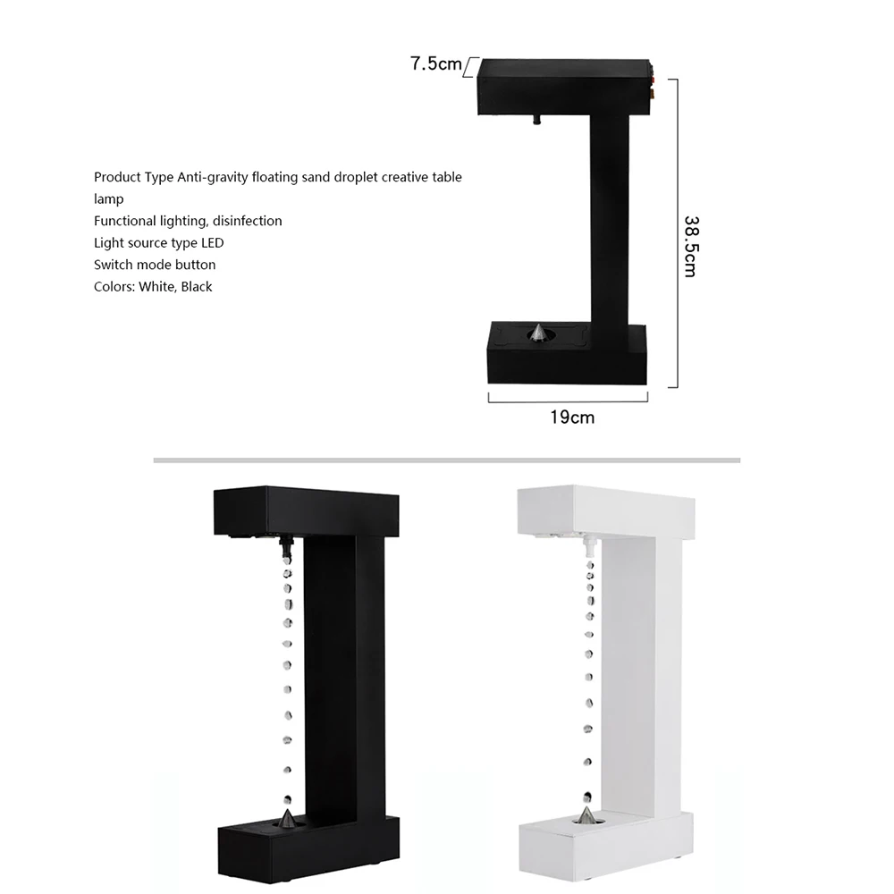 

Black Antigravity Water ｄｒｏｐ Frock, Technical Ornaments, New Table Fountain, Lamp Clock, Magic Desk Decoration Accessories