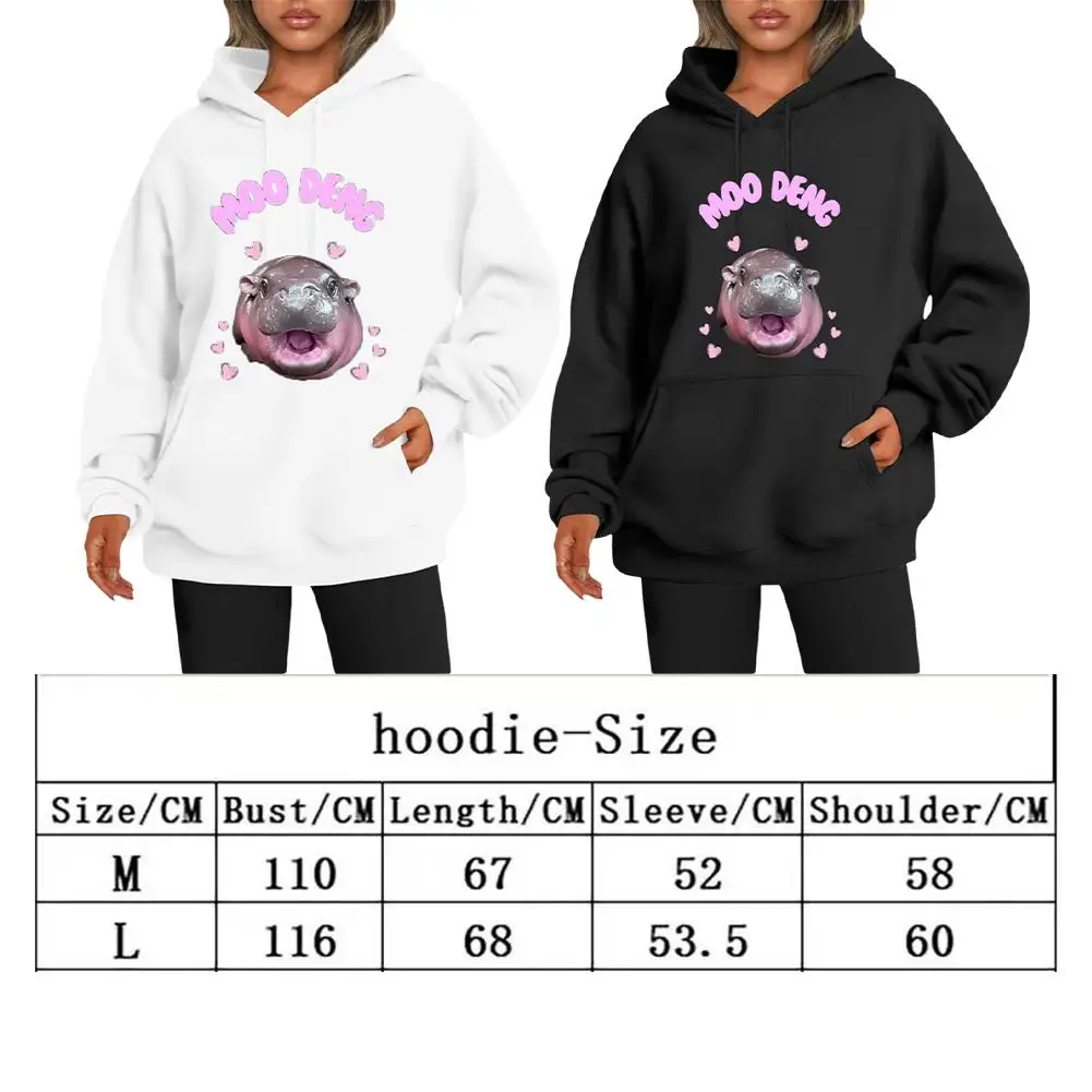 Толстовка Moo Deng свитер в стиле аниме толстовки для пар милая футболка с героями