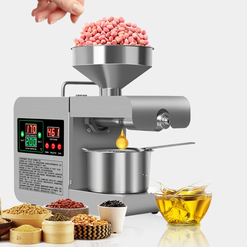 Oil Press Automatic Household Stainless Steel Hot Cold Extraction Machine Temperature Control Sesame Peanut