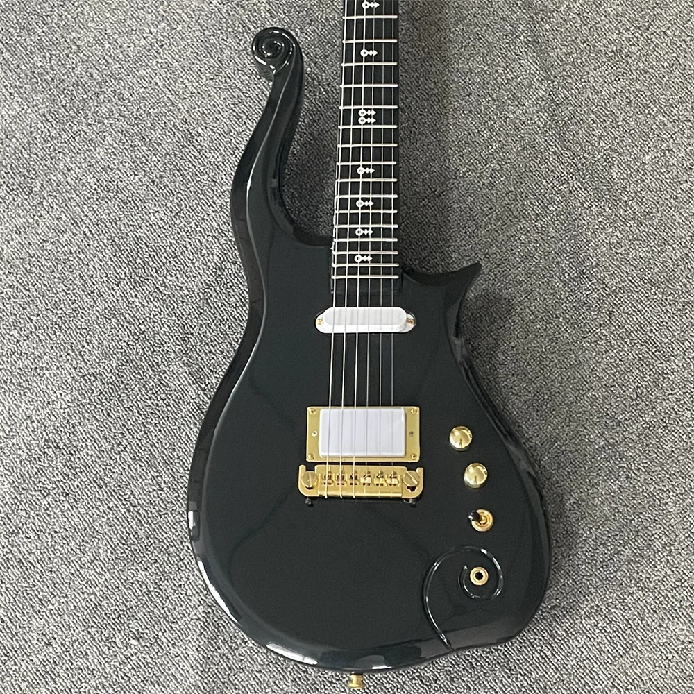 

Black full-body Little Prince electric guitar, 24 arrow fingerboard in stock