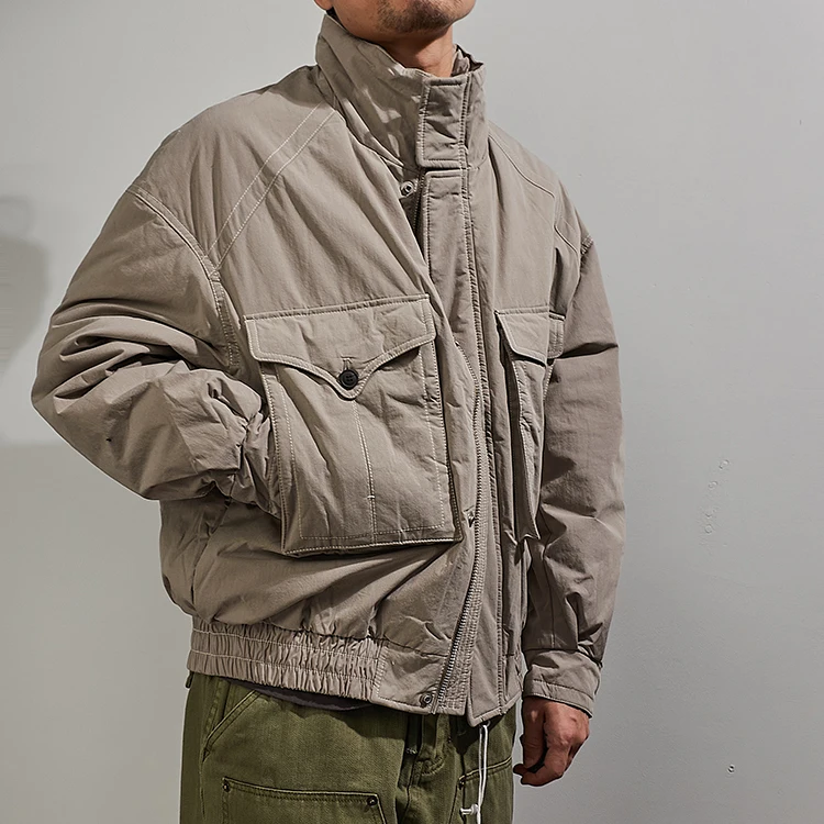 Men's stand-collar jacket down jacket American casual winter warm padded shorts frock coat
