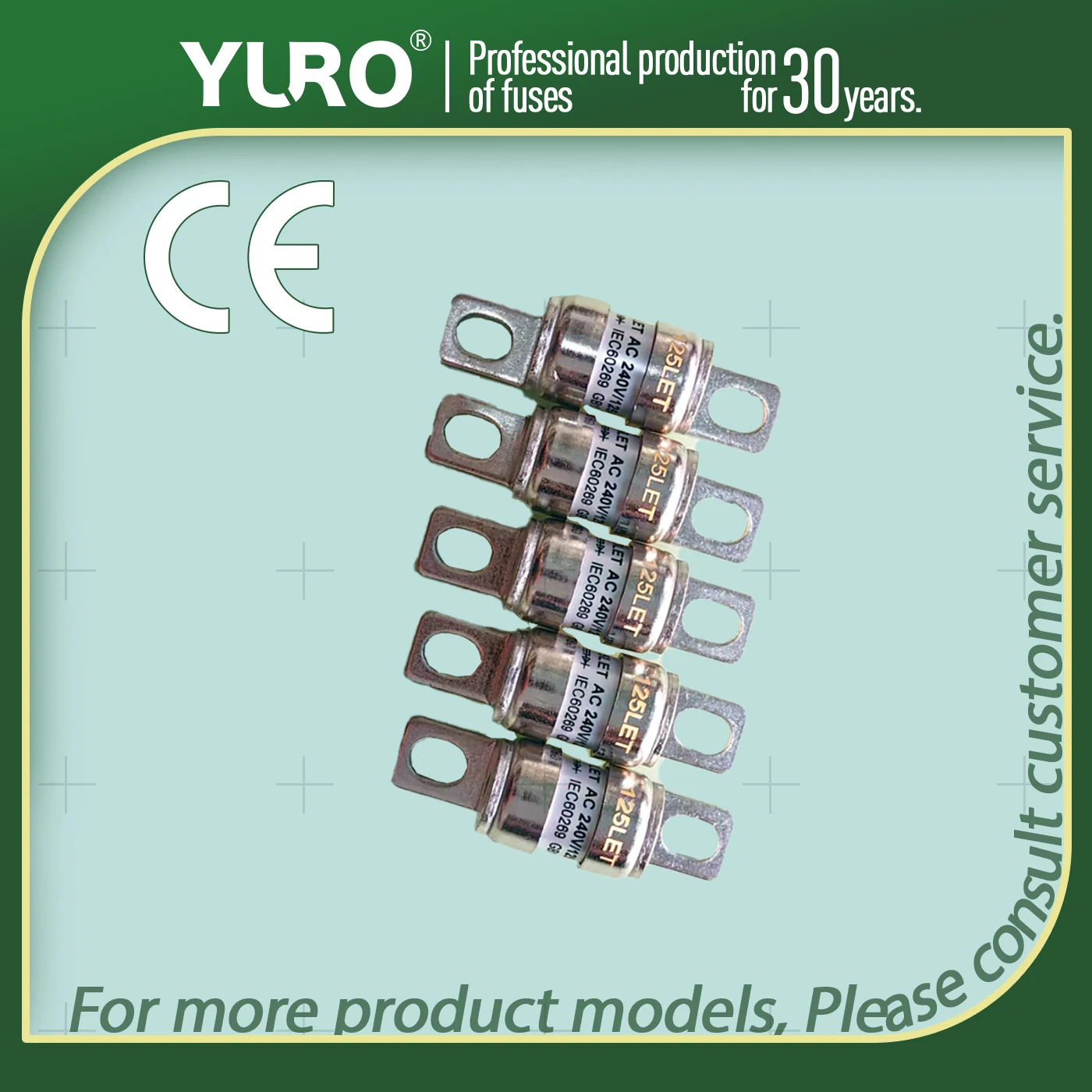 Фото Предохранитель 125LET 100LET 63LET 80LET 63LET 50LET 32LET ETC. Высокоскоростной полупроводниковый BS88 IEC60269-4 Защита быстрого действия №2
