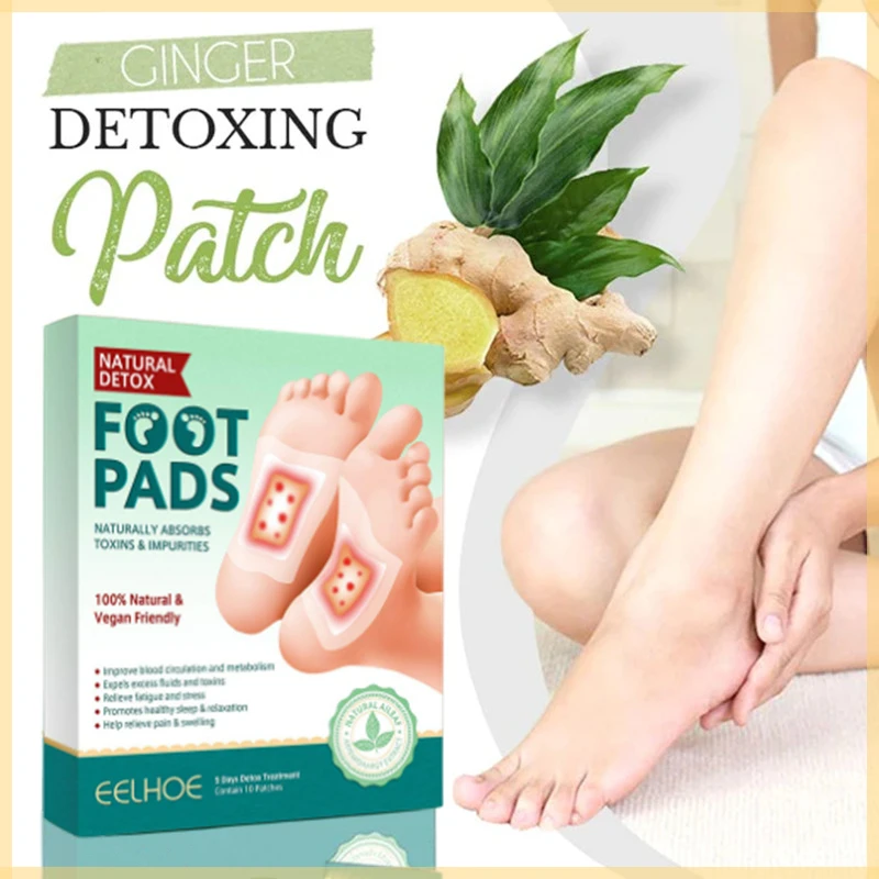 Ginger Detox Foot Patch Pads Body Toxins Wormwood Artemisia Argyi Pads Feet Slimming Cleansing Natural Herbal Foot Patches