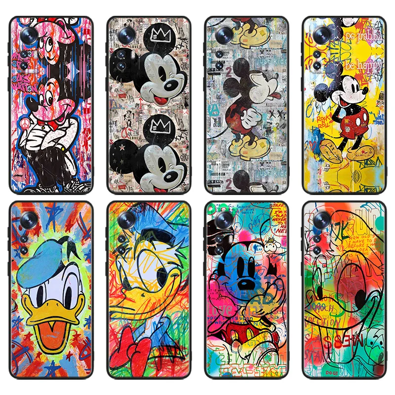 

Cute Mickey Mouse Donald Duck Phone Case For Xiaomi Mi 12T 12S 12X 11i 11X 11T 11 10T 10S Ultra Pro Lite Black Soft Cover