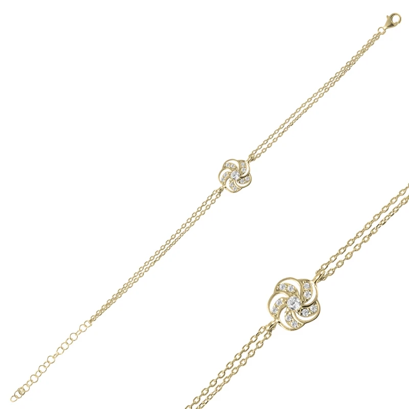 

Silver 925 Sterling Flower Zircon Stone Bracelet