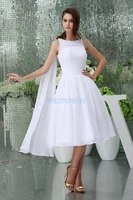 free shipping modest 2016 new hot custom size short formales chiffon plus size bridal dress cap sleeve white bridesmaid dresses
