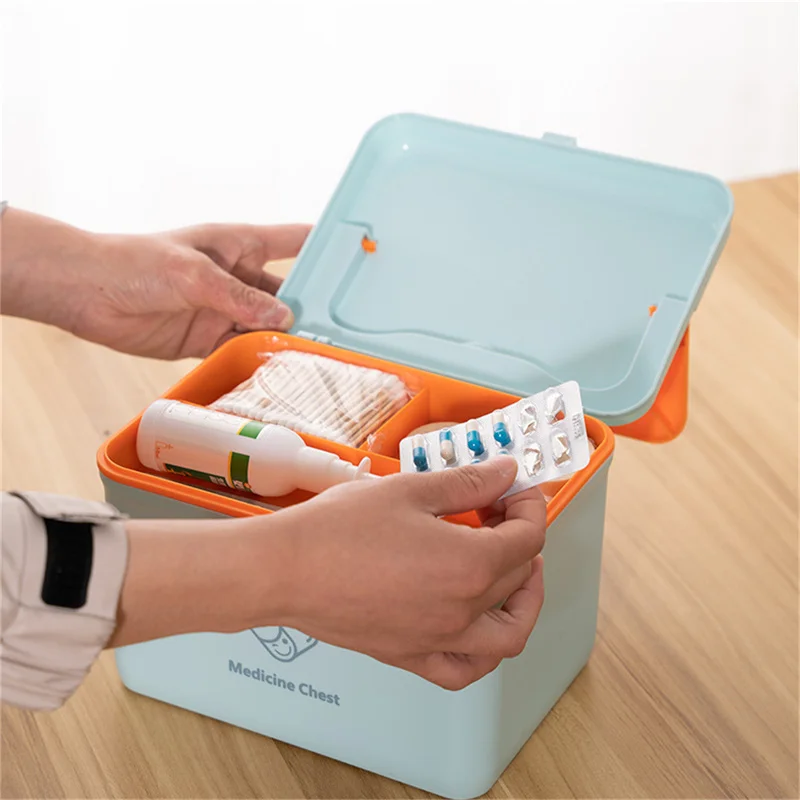 

Double Deck medicine Box for Household Use Large Capacity Medicine Box Emergency Medical Care Medical Storage Plastic