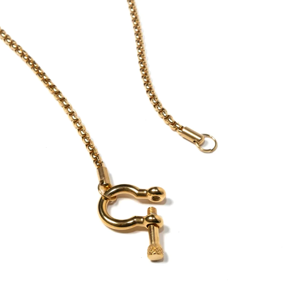 Двухцветное ожерелье-карабин из нержавеющей стали