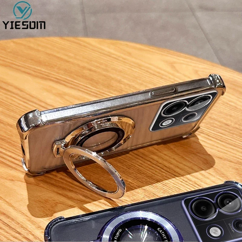 Магнитная подставка прозрачный противоударный чехол для телефона Redmi Note 13 4G/Note Pro