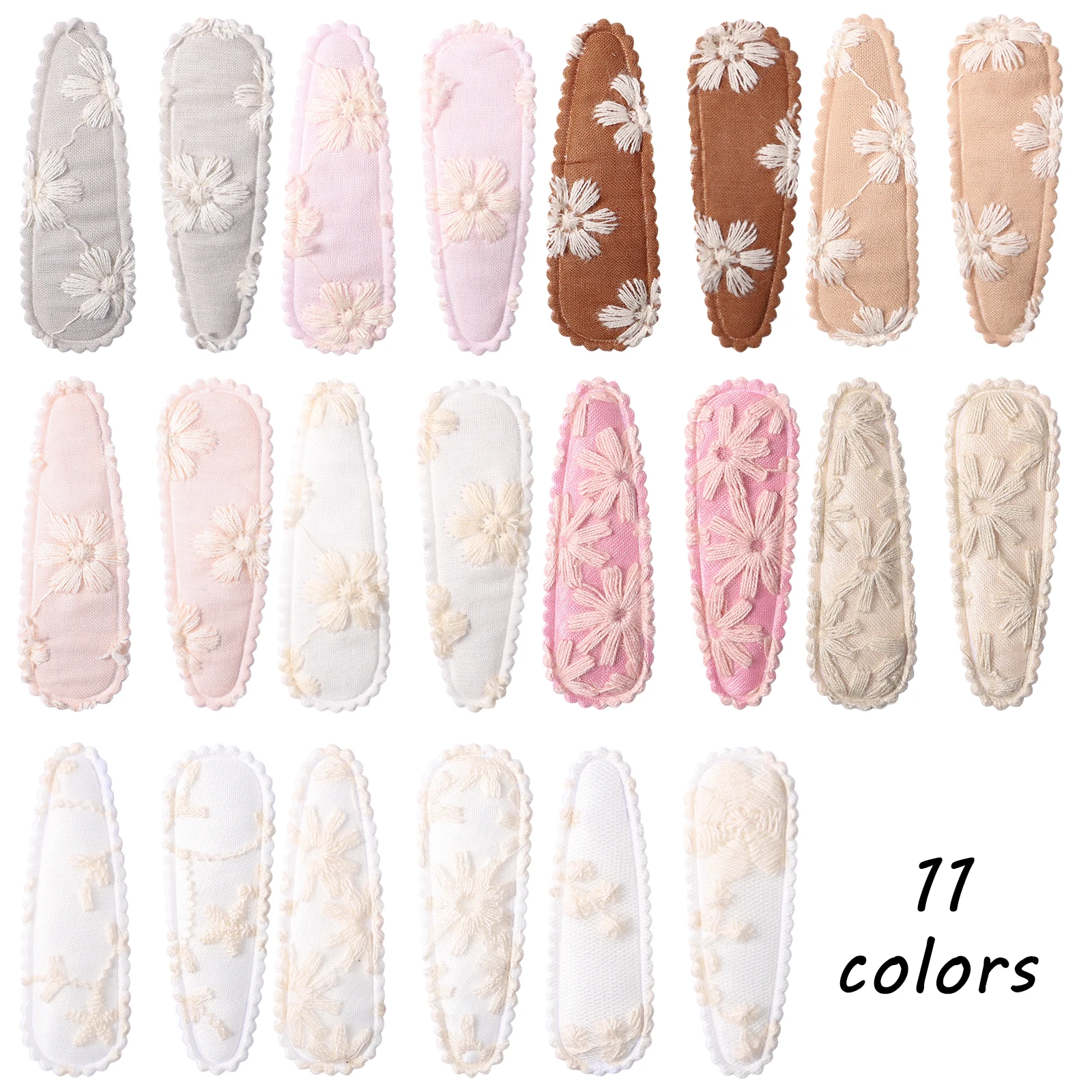 

20Pcs/lot 2.2'' Women Sweet Embroidery Waterdrop Shape Hair Clips For Cute Girls Hairpin Barrette Headwear Kids Hair Accessories