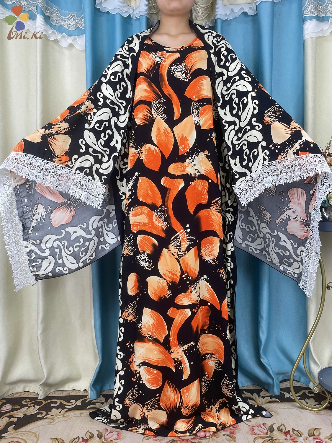 Новинка 2024 африканская абайя женское платье с принтом хлопковое свободное