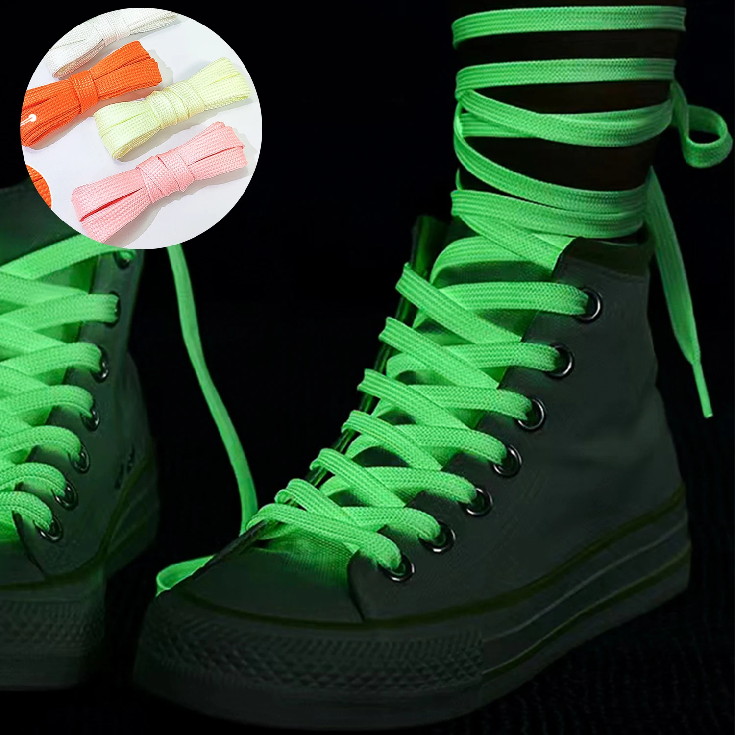 

1 Pair 160cm Flat Reflective Runner Shoe Laces Safety Luminous Glowing Shoelaces Unisex For Hiking Sport Basketball Canvas Shoes