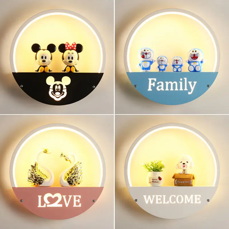 

Cartoon Wall Lamp Three Colors Modern Bedside Table Bedroom Children's Room Wall Sconce Light Indoor Home Decor Lamp Kid's Gift