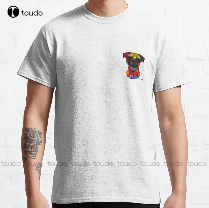 

Футболка с абстрактным рисунком мопса Mashup-оригинальная Классическая футболка черно-белая с художественным рисунком Сделайте свой дизайн ф...