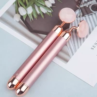 pink rose quartz electric face massager roller natural jade skincare facial massage for face neck body beauty lift slimming tool