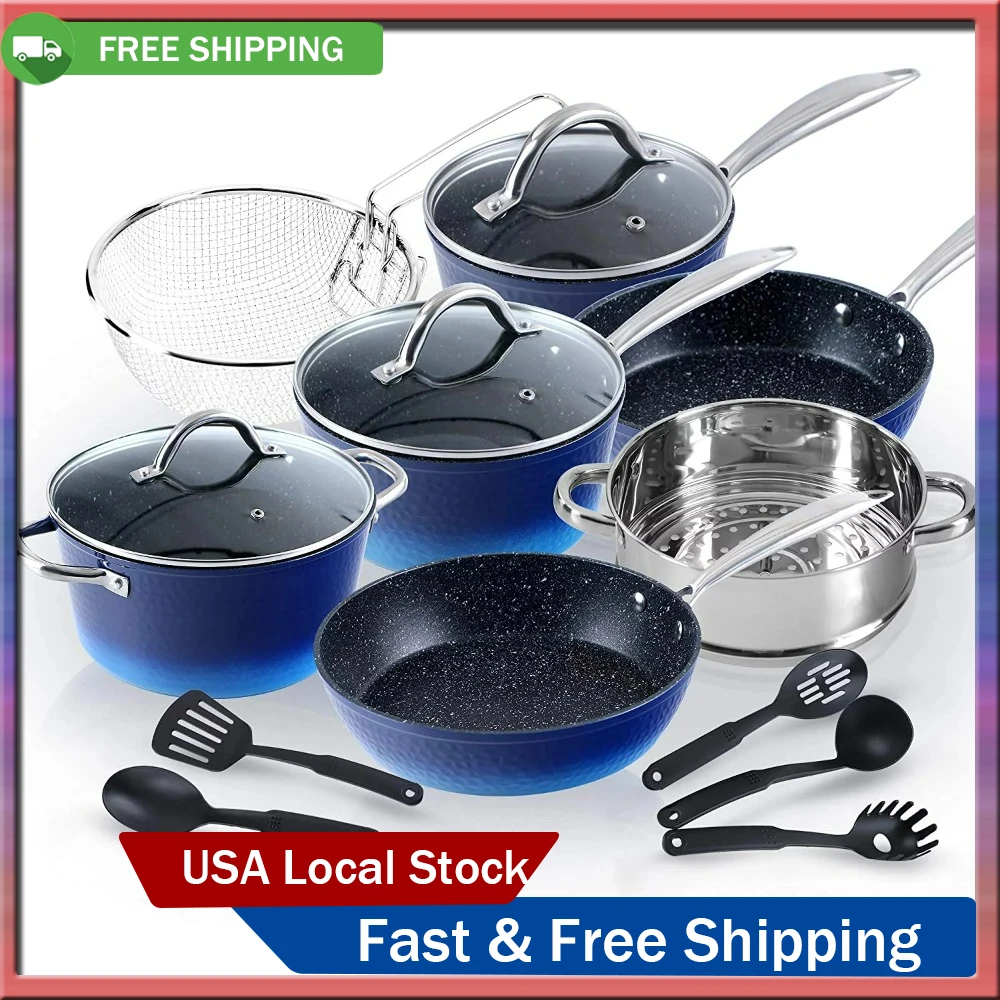 

Hammered Kitchen Cookware Set, Nonstick Pots and Pans Set Cooking Pot