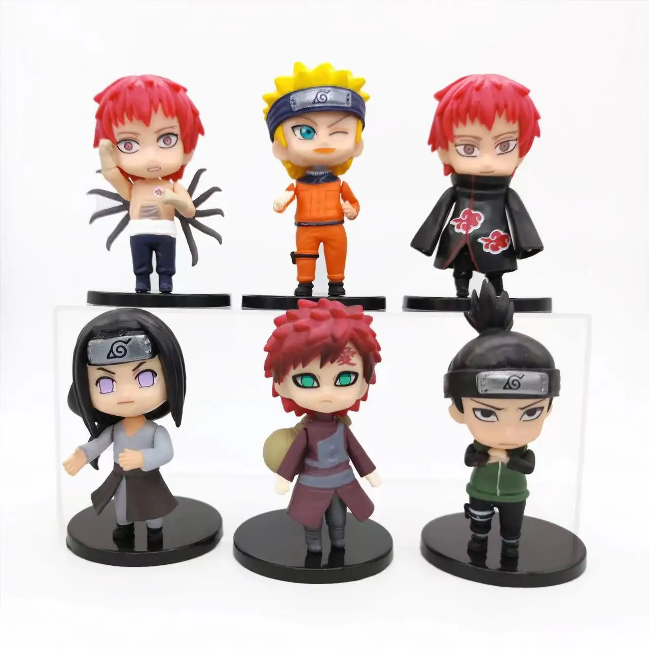 

Экшн-фигурки аниме «Наруто» один комплект/6 шт., фигурки SABAKUNO GAARA Nara Shikamaru Hyuga Neji для украшения, Коллекционные Подарочные игрушки