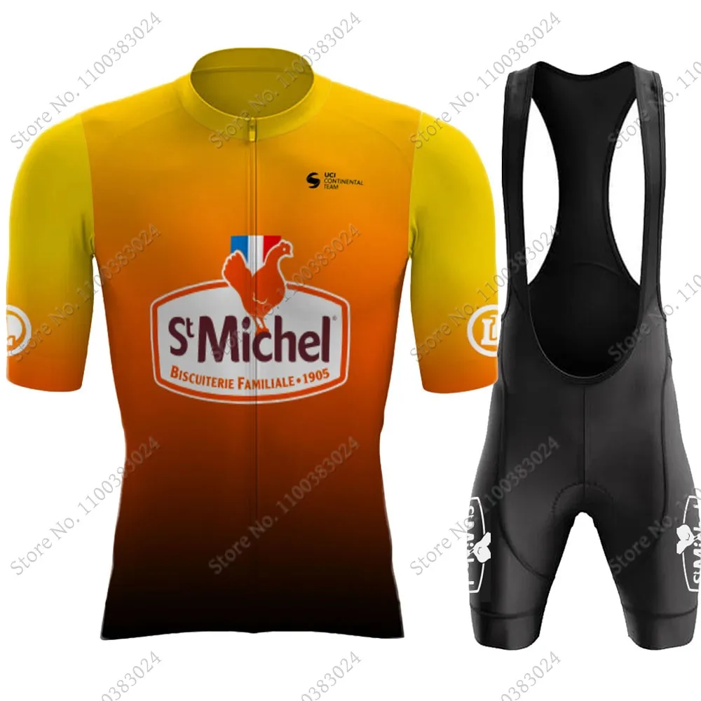 

St Michel Team Cycling Jersey Set 2023 Mens Cycling Clothing Road Bike Shirts Suit Bicycle Bib Shorts MTB Ropa Maillot