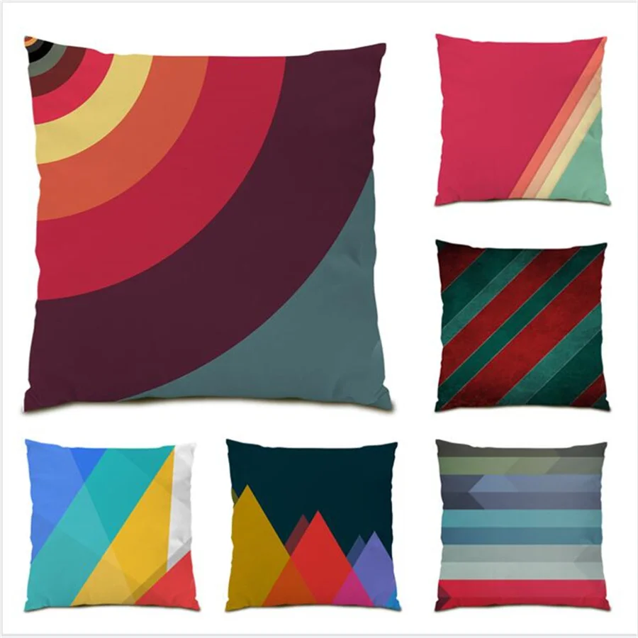 

Polyester Linen Square Cushions Covers Sofa Decorative Soft Velvet 45x45 Colorful Pattern Pillowcase Artistic Home Decor E0101