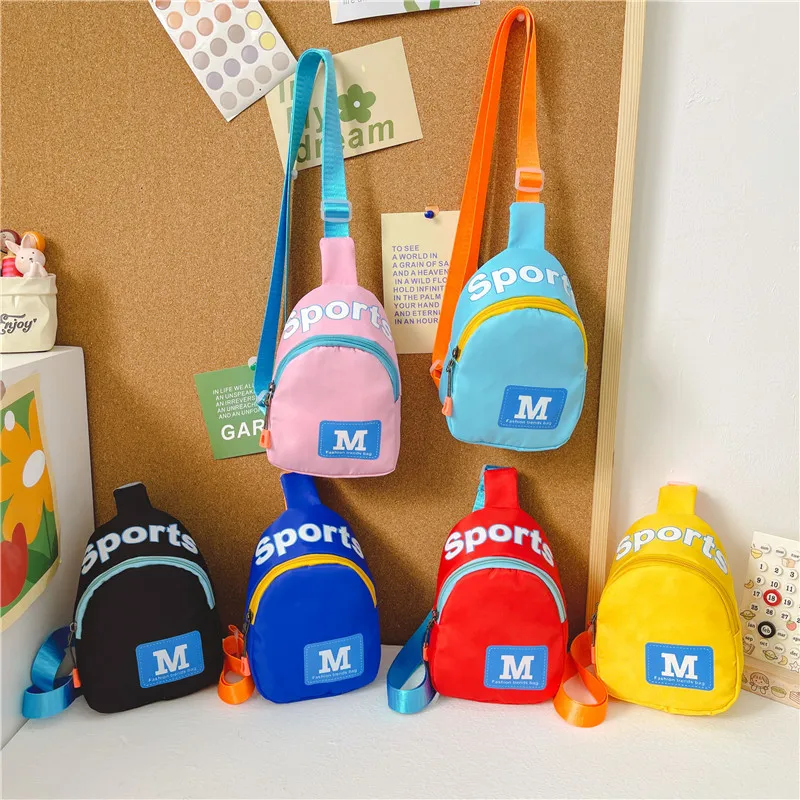 

Kids sports portable Waist Pack candy letter print Chest Bag Boy Girl Adjustable Children's Shoulder Belt Bags Travel pack