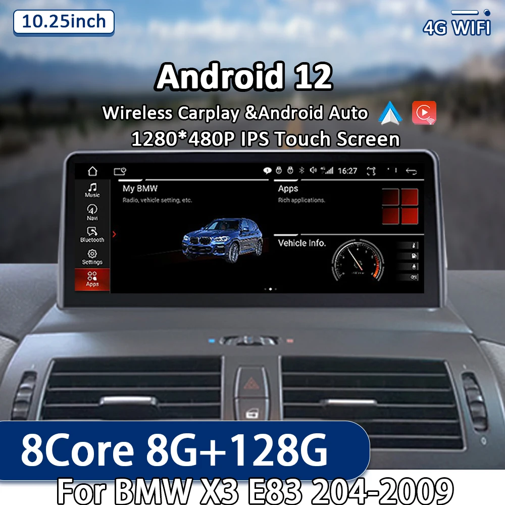 Мультимедийная система для BMW X3 E83 2004-2009 Android 12 10 25 дюйма IPS экран радио стерео видео