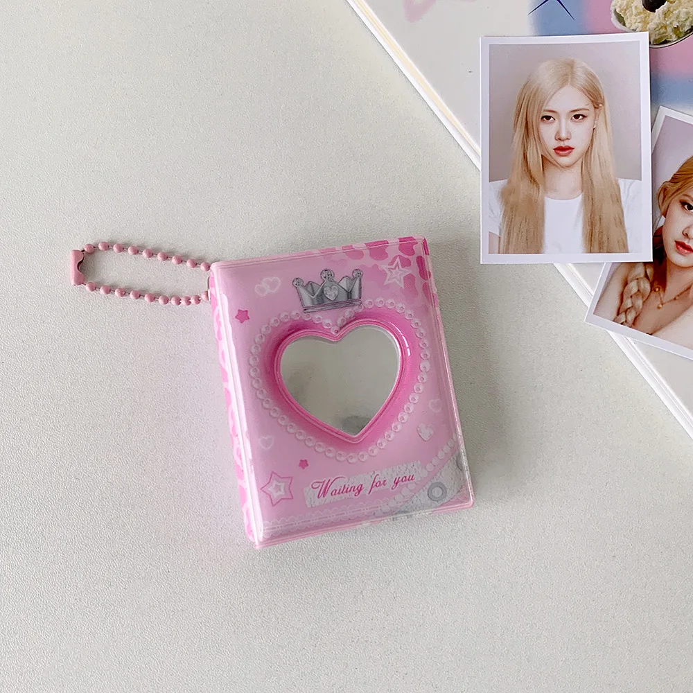 

Милый альбом Instax с 32 фотографиями, фотоальбом королевы радужного цвета для 1,3x2,1 дюйма, мини-фотоальбом с именем и брелком