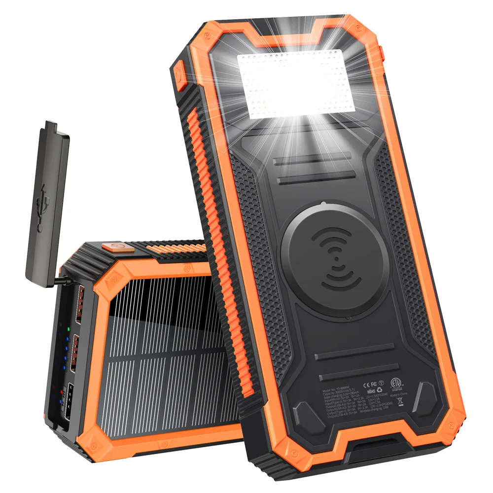 

Solar mobile power PD fast charge 30000 mAh wireless power bank with flashlight suitable for outdoor camping