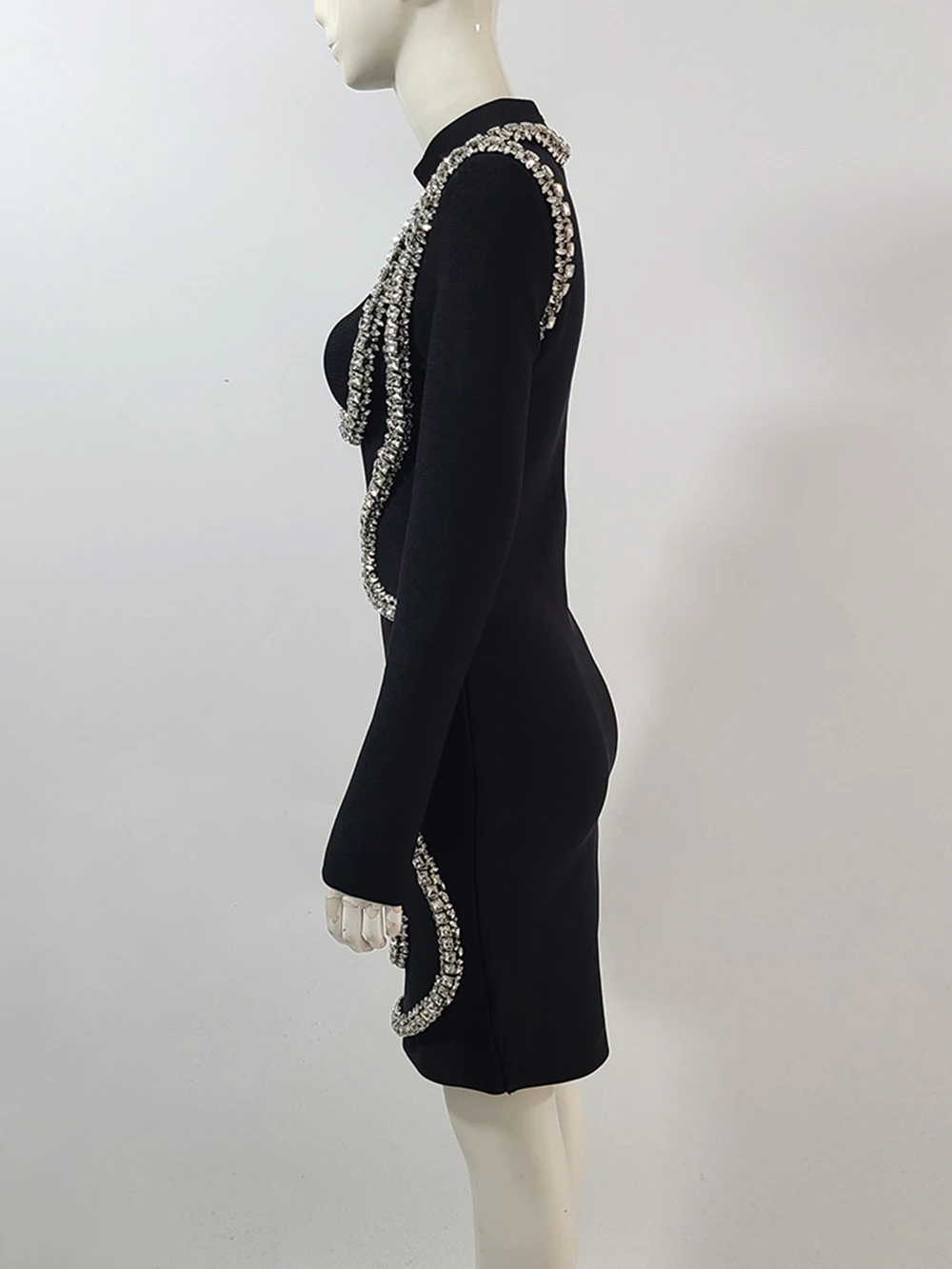 Modphy женское сексуальное мини-бандажное платье знаменитостей с длинным рукавом и