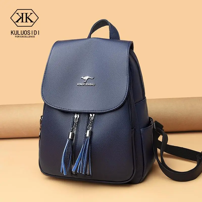 

Tassel Women's Leather Backpack Large Capacity Female Travel Backpack Women's Bag 2022 Fashion Backpack for Girls Anti-theft