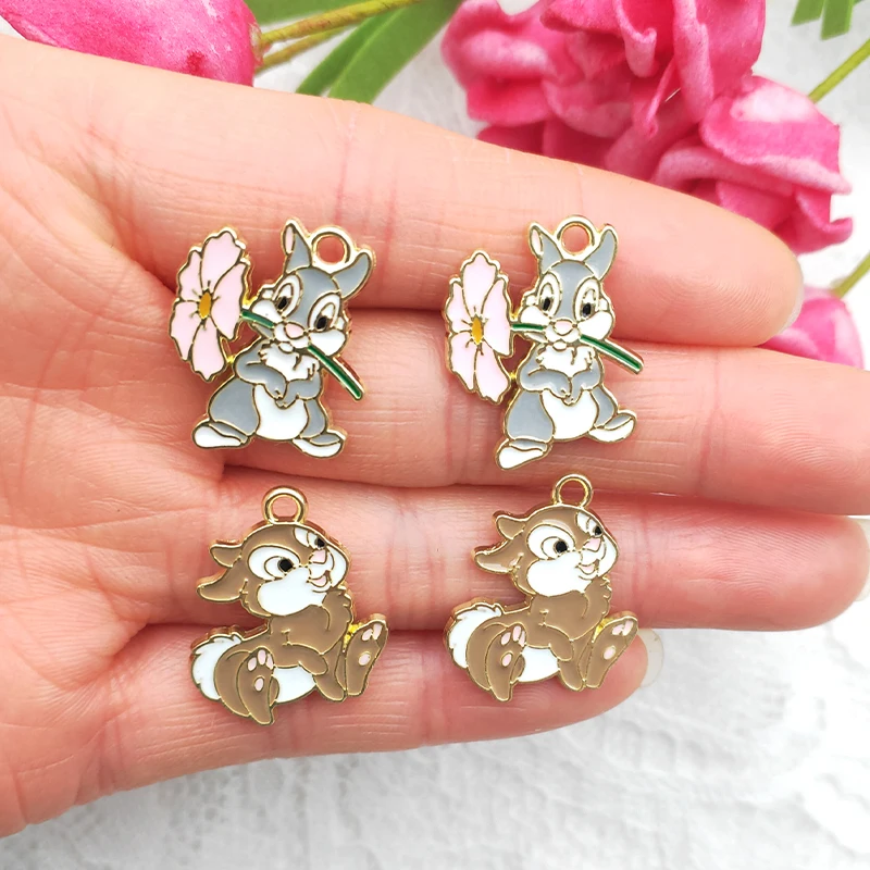 

10 шт., эмалированные серьги-подвески в виде кролика