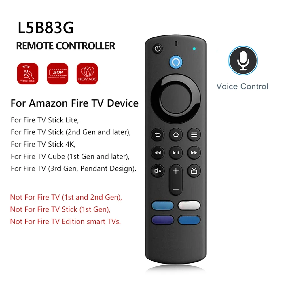 

Replacement Voice Remote Control L5B83G Control For Amazon Fire TV Stick 3Nd Gen Fire TV Cube Fire TV Stick Lite 4K Smart Home