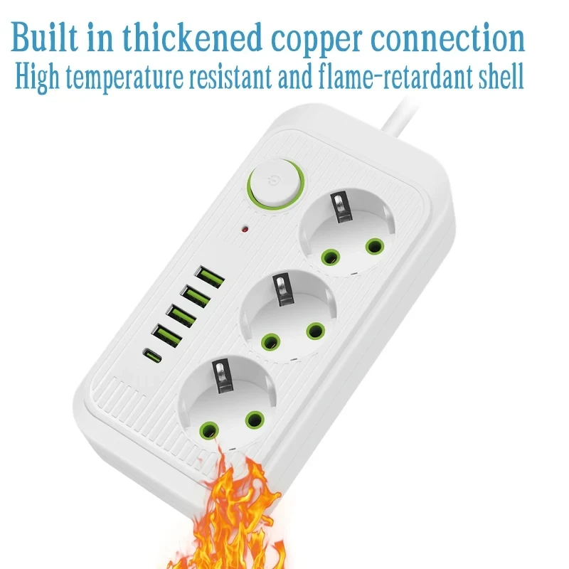 F14U F20U Вилка европейского стандарта удлинитель 2 м 4/8 розетки переменного тока