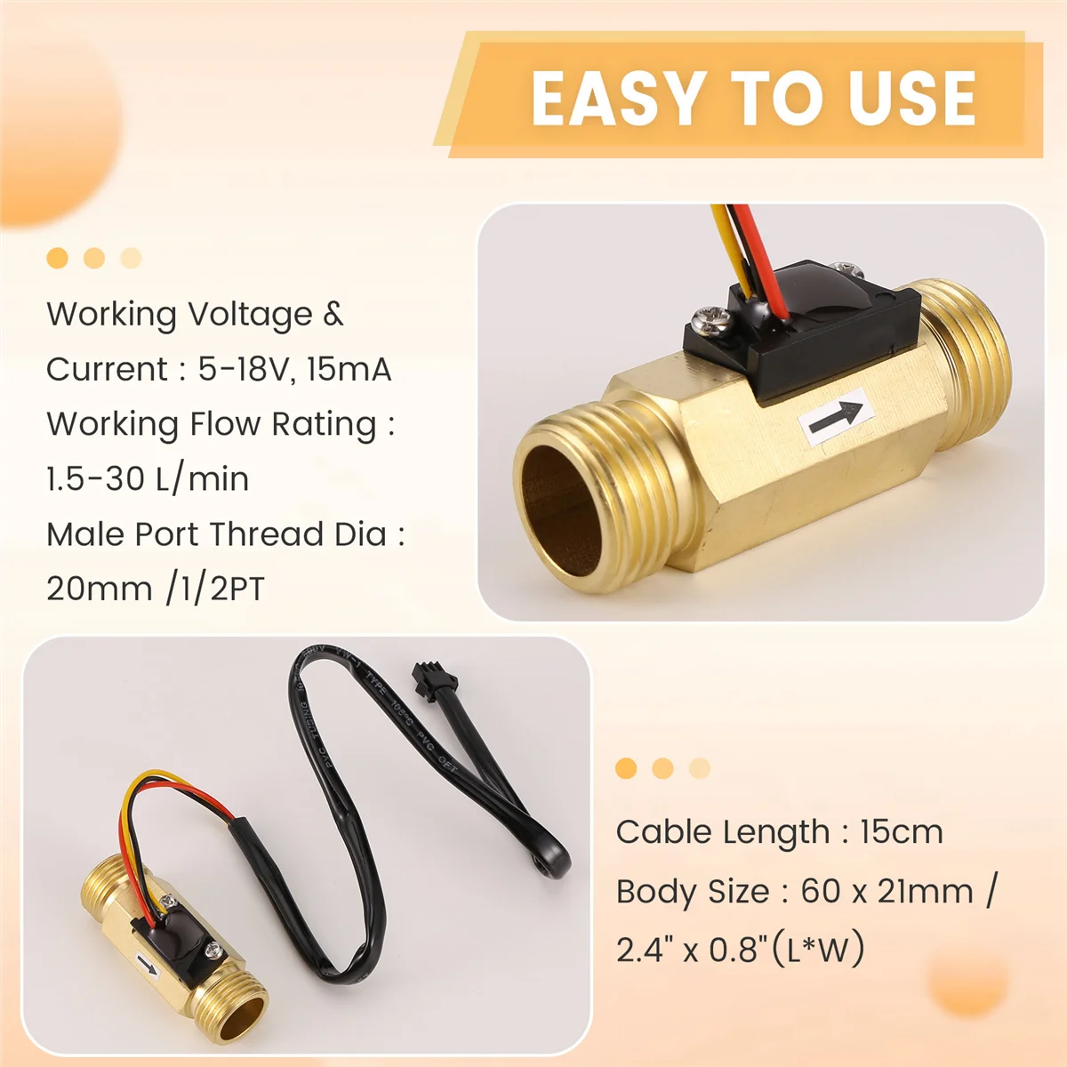 1/2PT датчик расхода воды переключатель управления расходомер 1 5-30 л/мин