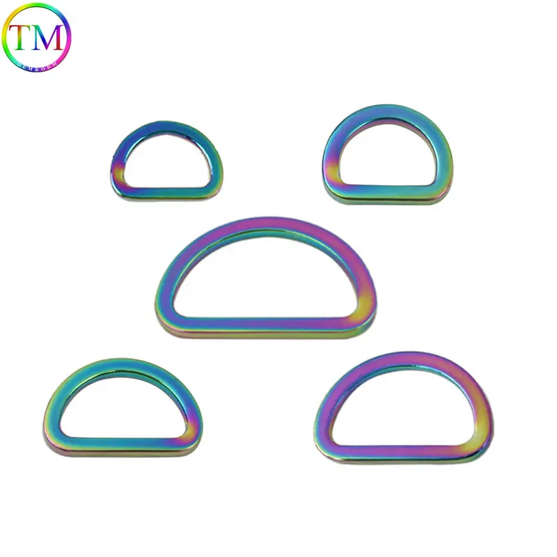 10mm 25mm 38mm Rainbow Metal D Buckles Lobster Clasp D Ring Chain Buckle Connectors For DIY Bag Purse Strap Belt Accessories