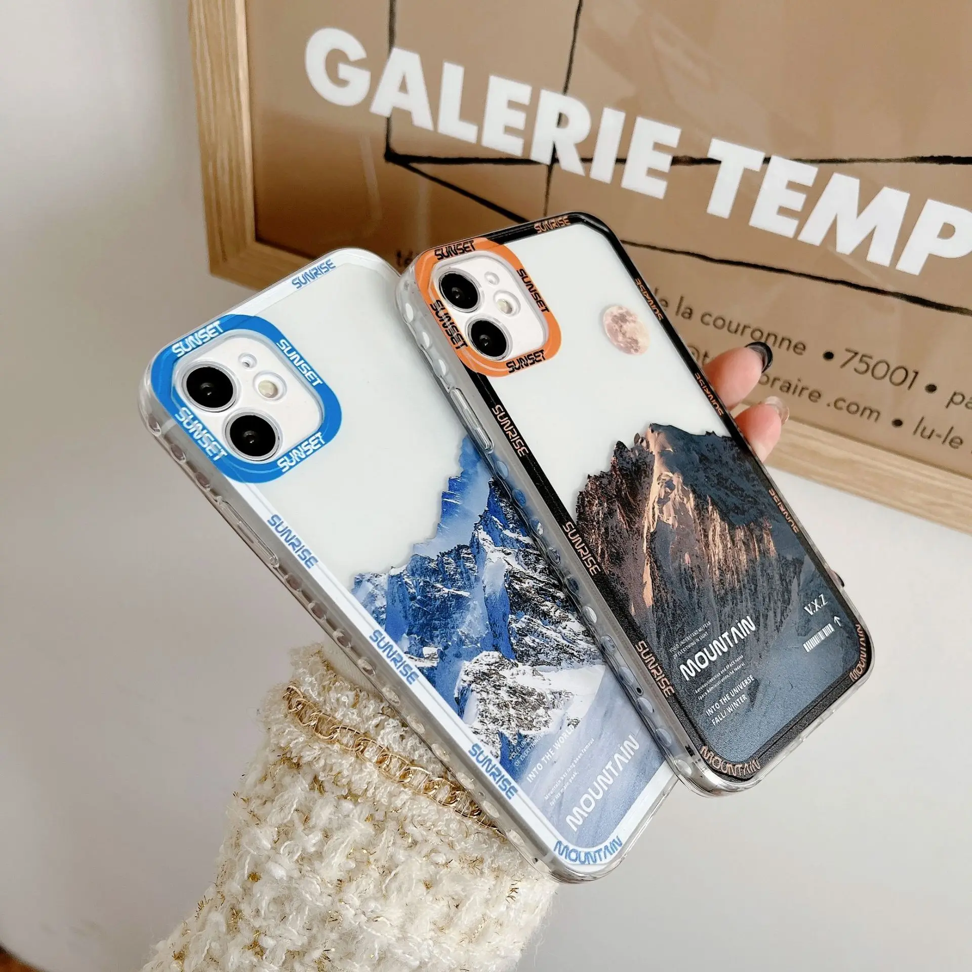 

Vintage Snow Mountain Sunset Phone Case For Iphone 13 Pro Max 12 11 Xs Max X Xr 7 8 Plus 13 12 Pro Clear Camera Protective Cover
