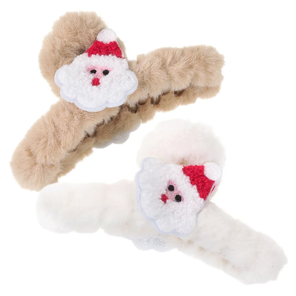 

2 Pcs Hair Clips Accessories Girls Headgear Christmas Thick Jaw Women Plush Clamps Women's Unique