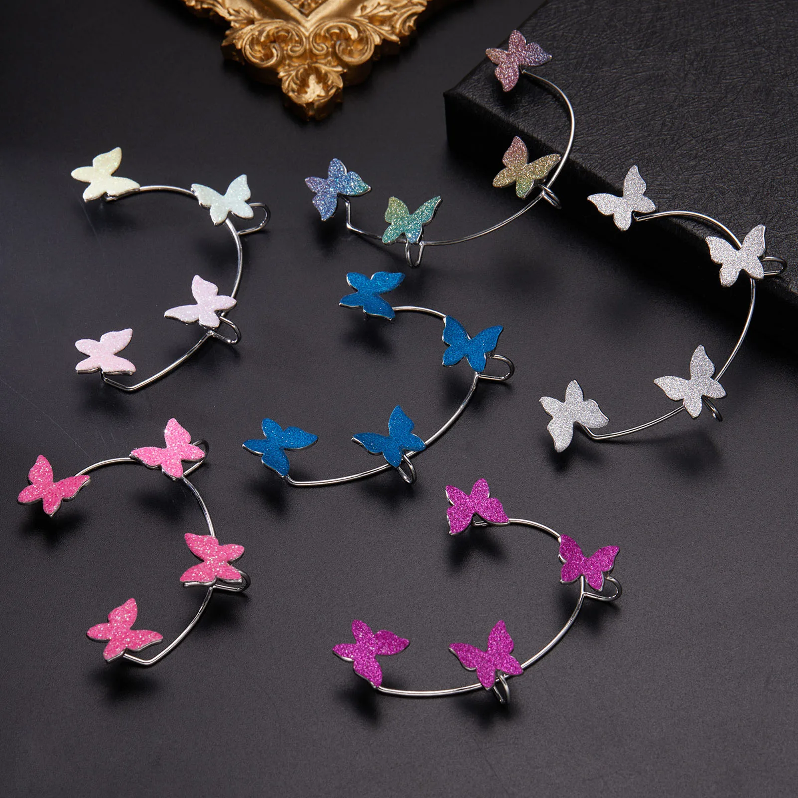 

New Ear Cuff Clip On Stud Wrap Earrings Multicolor Butterfly Without Pierced Adjustable Earrings For Women Bride Wedding Jewelry