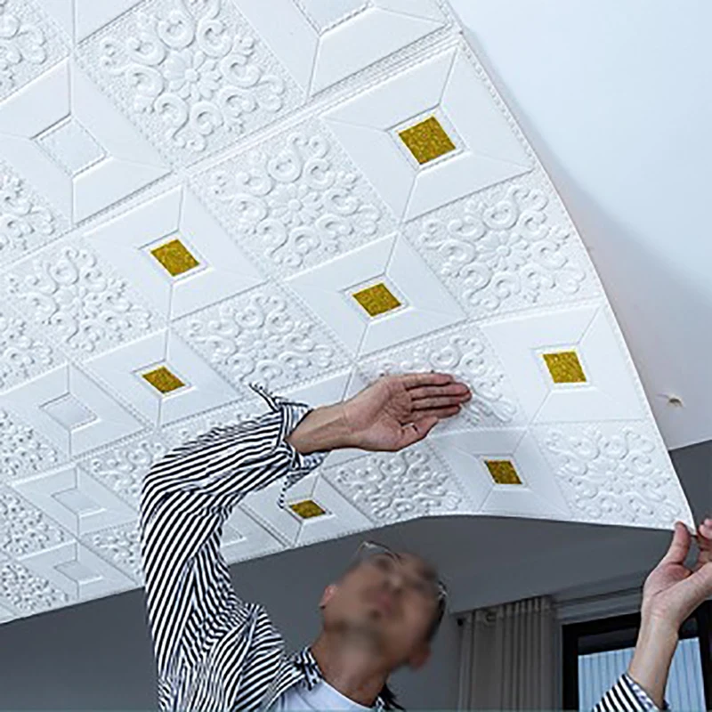 

10Pcs 70x70cm Big Size Ceiling Wallpaper 3D Brick Waterproof Wall Stickers Foam Self-Adchive Wall Decoration Room decor