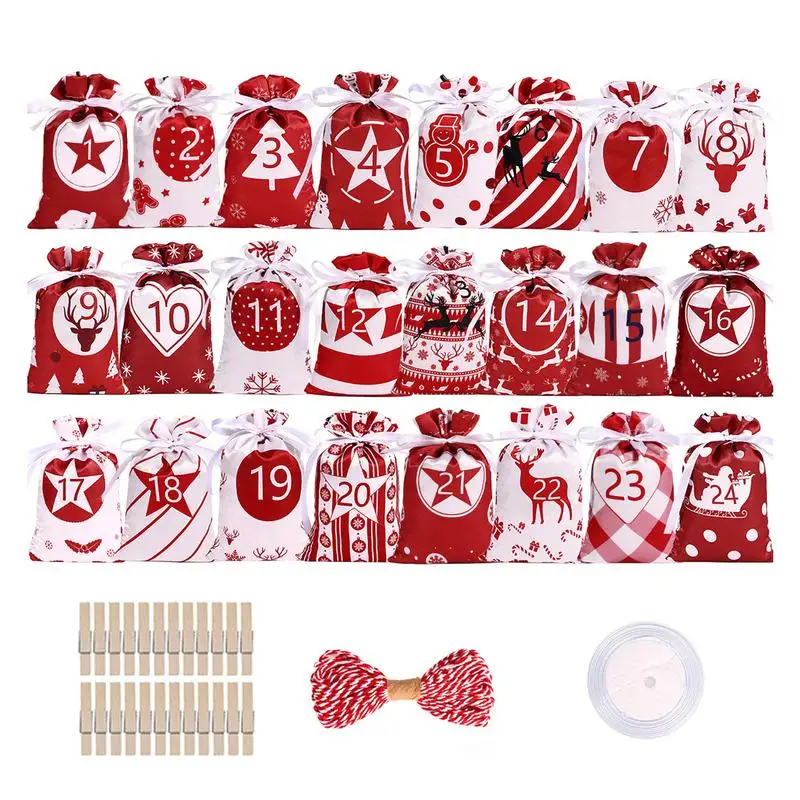 

Advent Calendar Bags Christmas Countdown Calendar Gift Drawstring Bag With Good Decorative Effect Christmas Pattern And