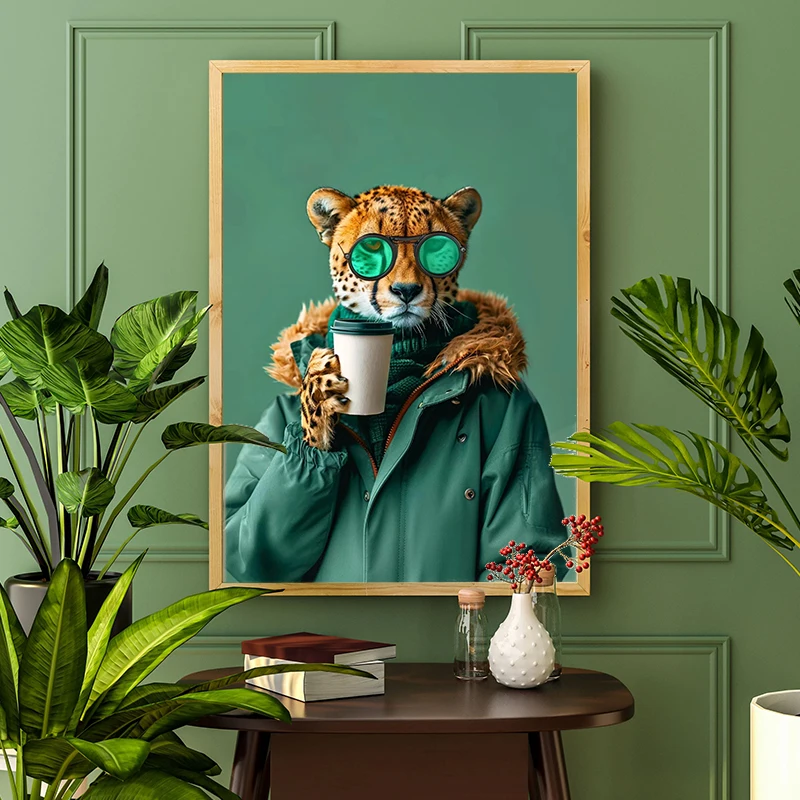 Современные зимние животные питьевое молоко чай кофе постер лось хайленд корова