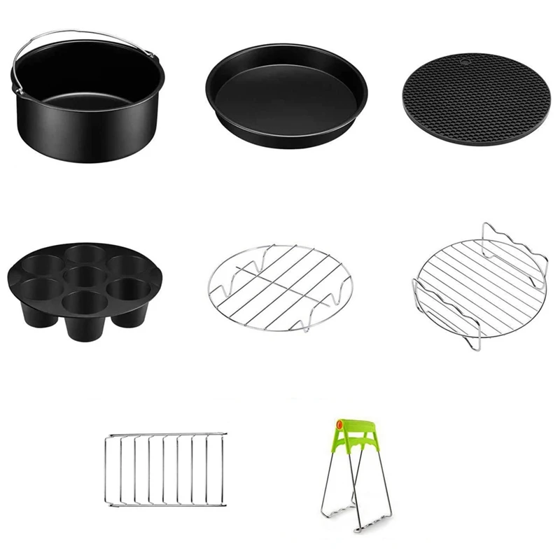 

Cake Grill Parts With Skewers Silicone Mat, Non-Stick, Dishwasher Safe, Universal Fit 3.5QT-5.8Qt 7 Inch Air Fryer