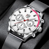 2022luxury mens fashion watches for men sports stainless steel mesh belt quartz wristwatch calendar luminous watch reloj hombre