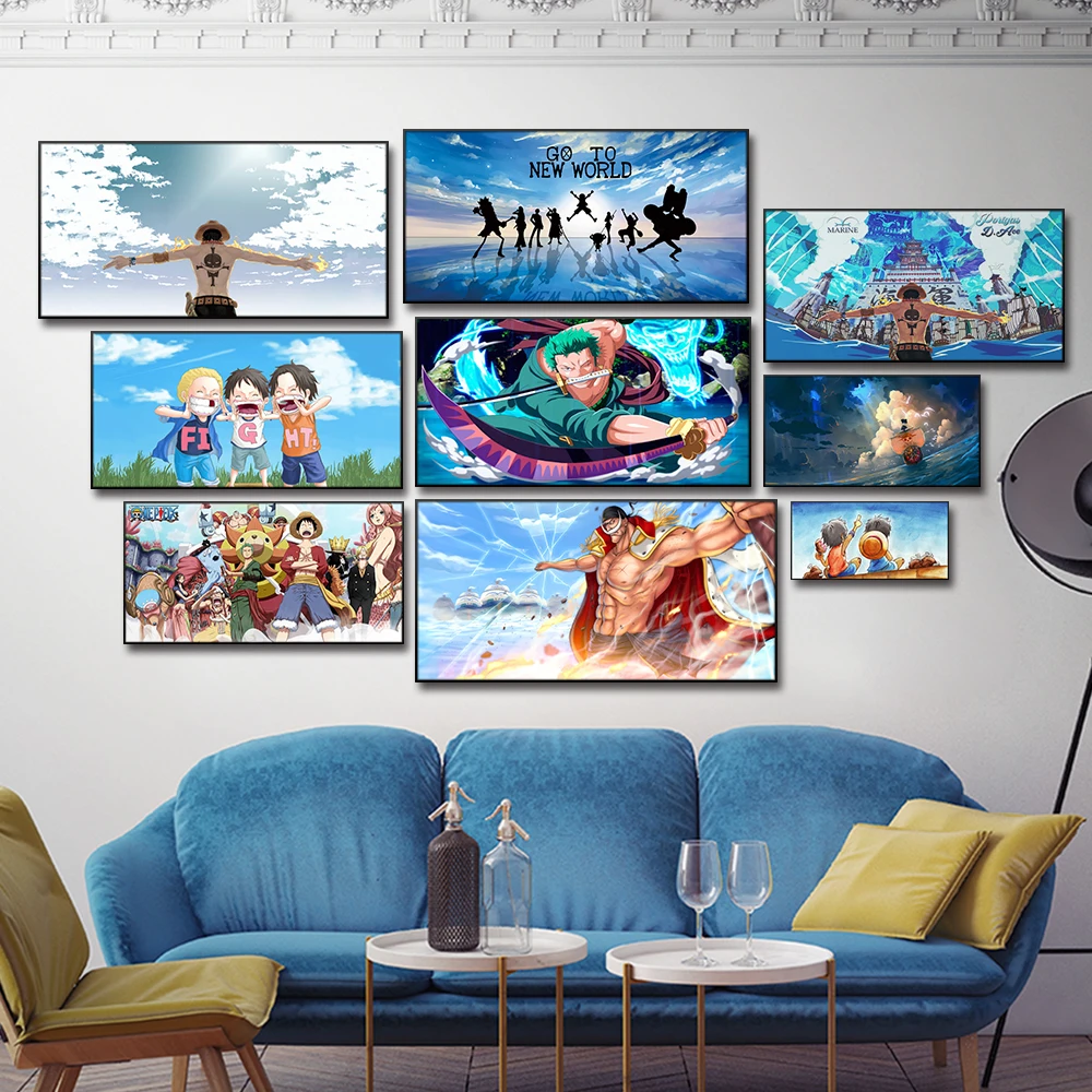 

One Piece Hanging Painting Two-dimensional Animation Living Room Sofa Background Wall Decoration Luffy Ace Bedroom Mural Poster
