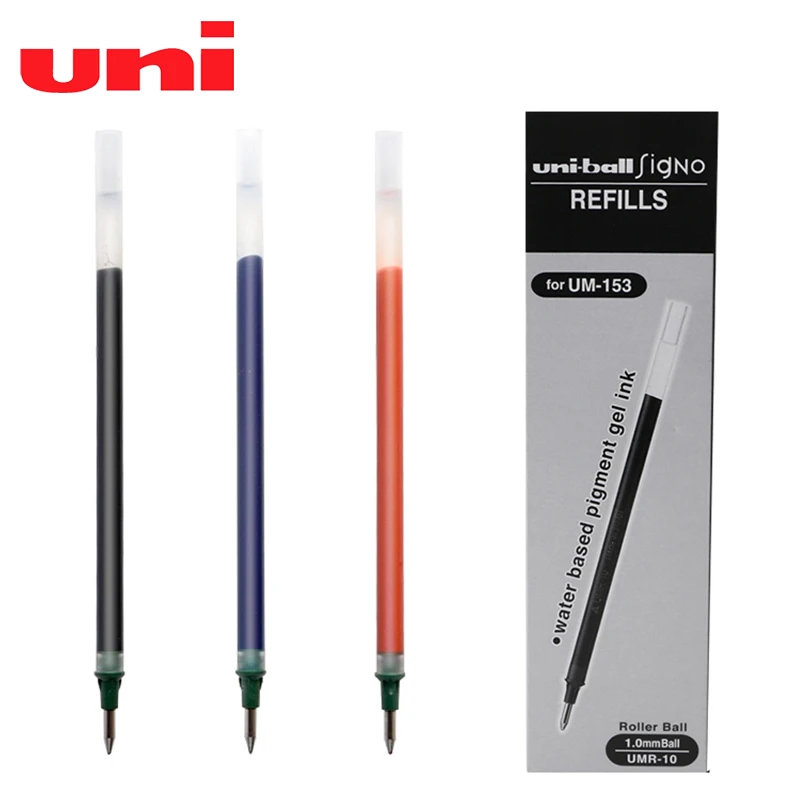 

12PCS Japan UNI UMR-10 gel pen Refill 1.0mm Water Refill Student for UM-153 Signature Pen The Tip of The Pen Is Round and Smooth