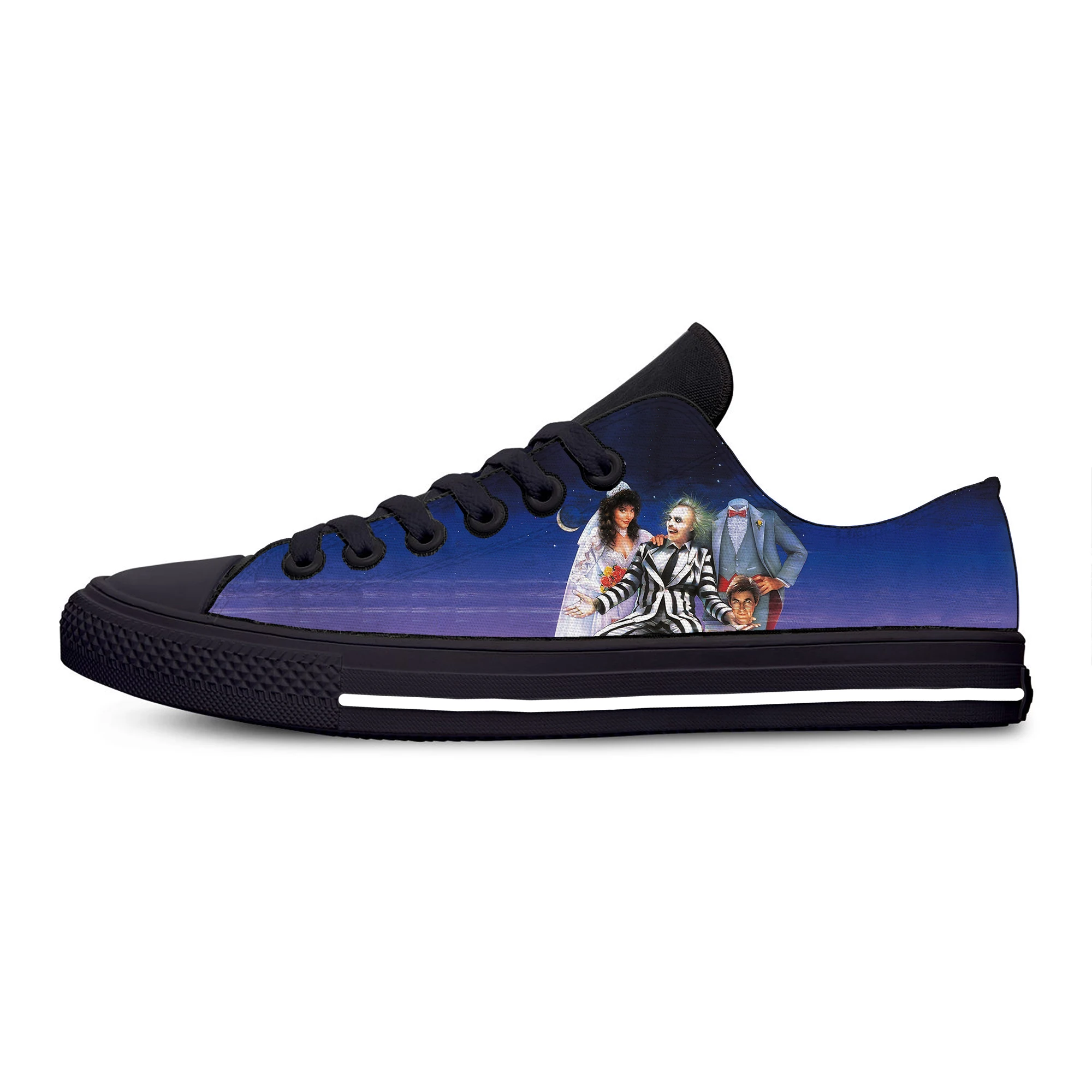 Scary Horror Movie Beetlejuice Halloween Fashion Casual Cloth Shoes Low Top Lightweight Breathable 3D Print Men Women Sneakers